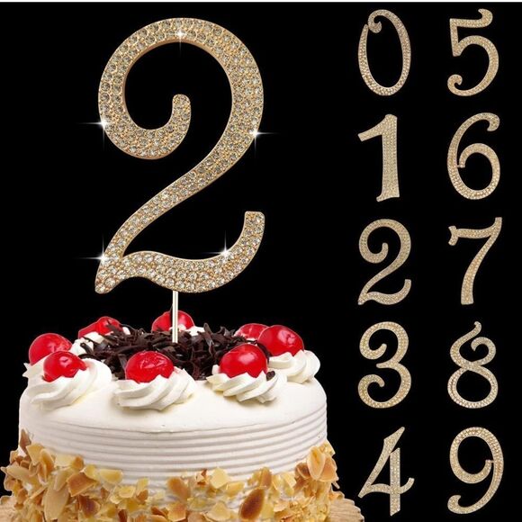 NWT Large Number 2 Birthday Party Supplies Decorations Cake Topper Bling - Picture 1 of 4